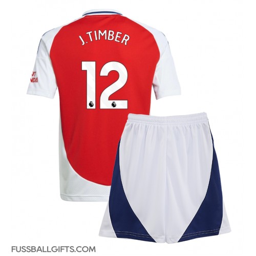 Arsenal Jurrien Timber #12 Fußballbekleidung Heimtrikot Kinder 2024-25 Kurzarm (+ kurze hosen)